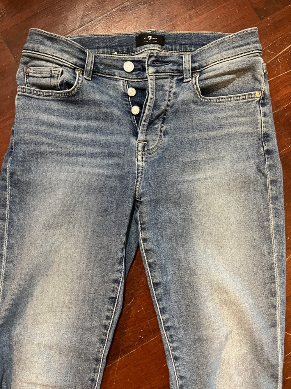 π»3/$15π» 7 For All Mankind Medium Blue Denim Jeans with Branded Button - Picture 4 of 10